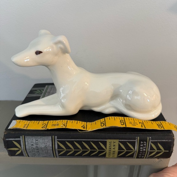 2 Vintage White Ceramic Greyhound Whippet Figurines Minimalist 7.5” Statue - Picture 10 of 11
